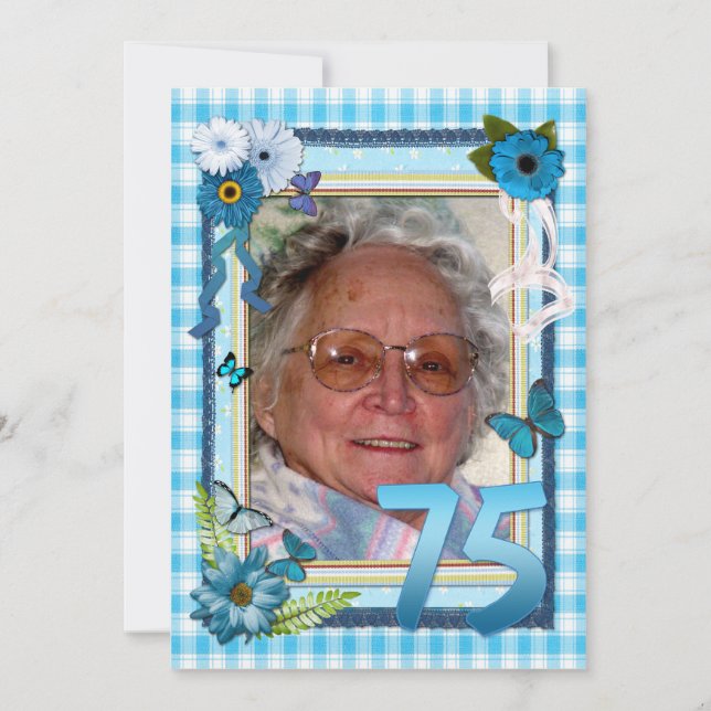 75th Photo birthday party invitation (Front)