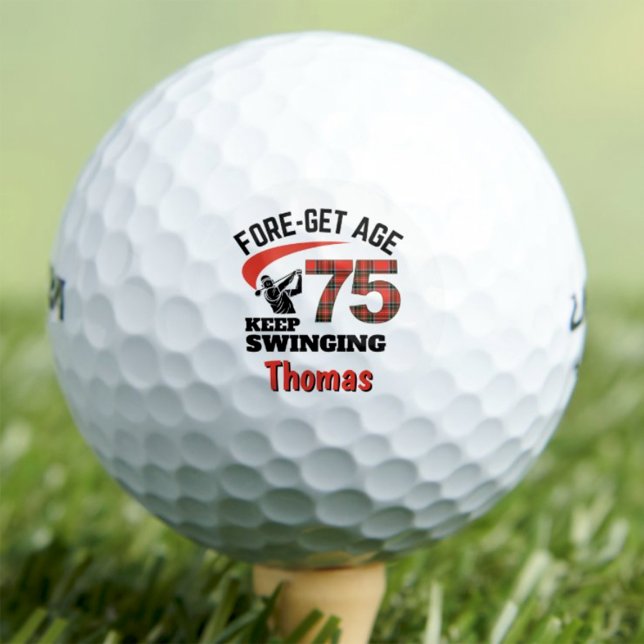 75th Plaid Gift for Stepdad – FORE-get Age Golf Balls (Creator Uploaded)