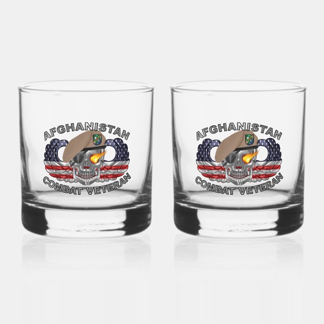 75th Ranger Regiment Afghanistan Veteran Whiskey Glass (Front)