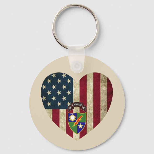 75th Ranger Regiment American Heart Flag Keychain (Front)