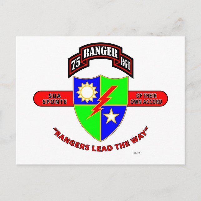 75TH RANGER REGIMENT "ARMY RANGERS" POSTCARD (Front)