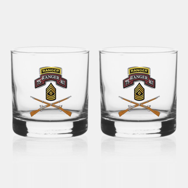 75th Ranger Regiment First Sergeant Whiskey Glass (Front)