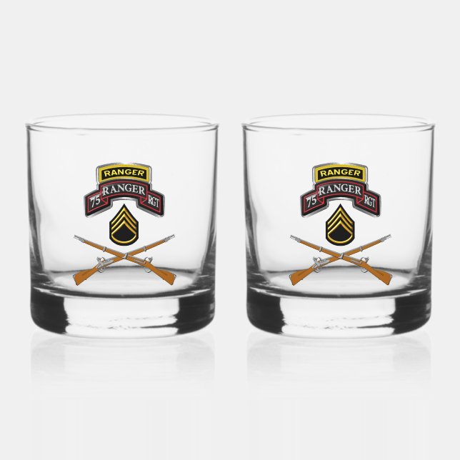 75th Ranger Regiment Staff Sergeant Whiskey Glass (Front)