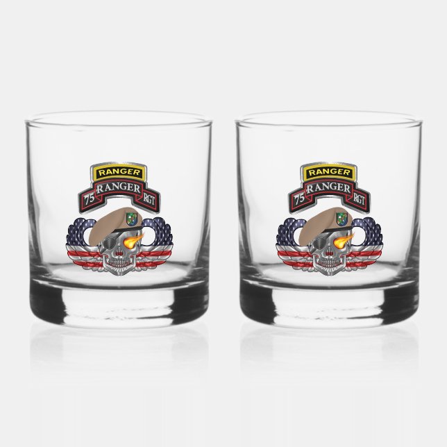 75th Ranger Regiment  Whiskey Glass (Front)