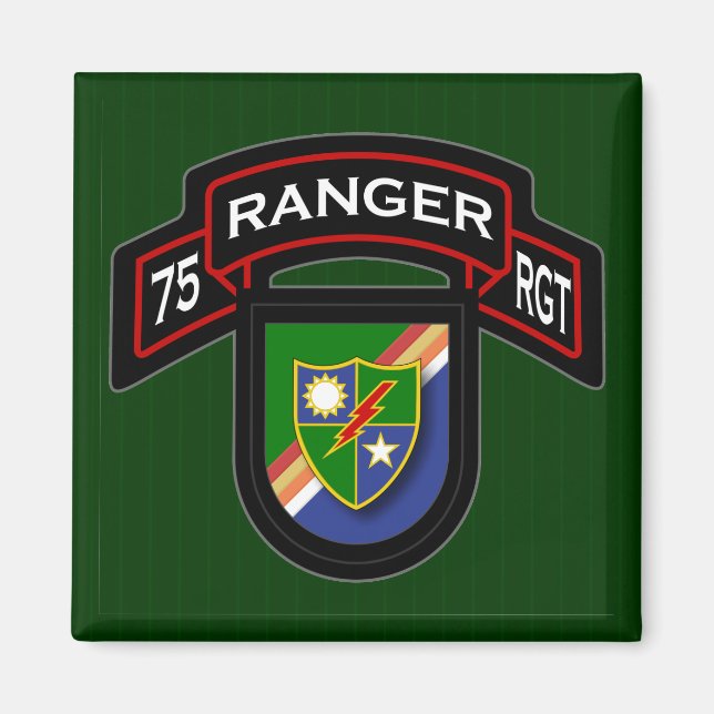 75th Ranger Rgt - scroll & flash Magnet (Front)