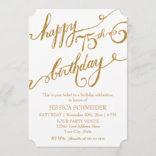 75th, Seventy Fifth Birthday Party Celebration Invitation