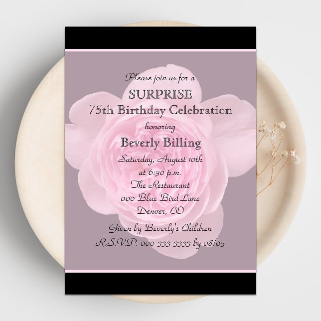 75th Surprise Birthday Party Invitation Rose (Creator Uploaded)