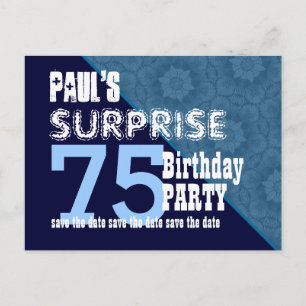 75th Surprise Birthday Save the Date Diagonal VB20 Announcement Postcard