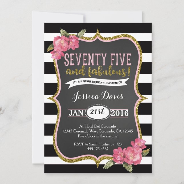 75th Surprise Luncheon Birthday Party Invitation (Front)