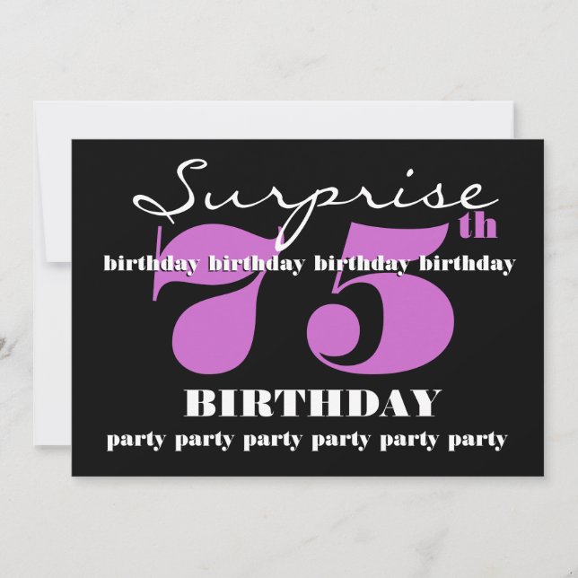 75th SURPRISE Purple Birthday Party Template (Front)