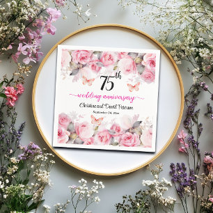 75th Wedding Anniversary Blush Roses Napkin