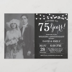 75th Wedding Anniversary Chalkboard Photo Invitation