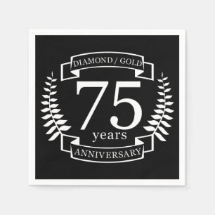 75th Wedding ANNIVERSARY DIAMOND GOLD Napkin
