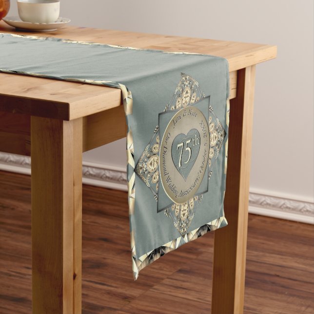 75th Wedding Anniversary Diamond  Short Table Runner (In Situ)