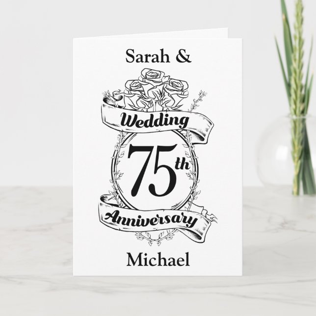 75th Wedding Anniversary Flowers Card (Front)