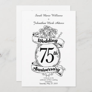 75th Wedding Anniversary Flowers Invitation