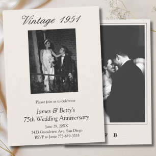 75th Wedding Anniversary Party Vow Renewal 2 Photo Invitation