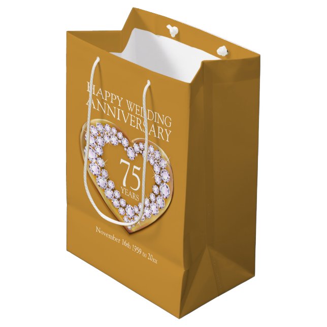 75th wedding anniversary photo gift bag (Front Angled)