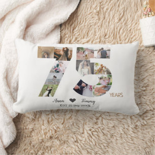 75th Wedding Anniversary Photo Lumbar Cushion