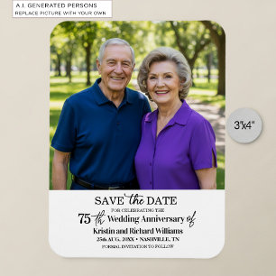 75th Wedding Anniversary Save the Date Photo Magnet