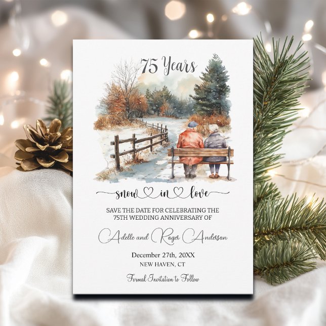 75th Wedding Anniversary Winter Landscape Romantic Save The Date (Creator Uploaded)