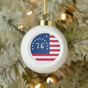 76 Battle Flag, American Bennington's Banner Ceramic Ball Christmas Ornament