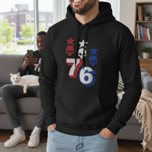 ​76 Patriotic American Skulls Vintage 1776 Hoodie (Creator Uploaded)