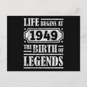 76 Year Old 1949 Birth Of Legend 76th Birthday Postcard