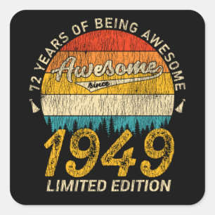 76 Year Old 1949 Retro Awesome 76th Birthday Gift Square Sticker