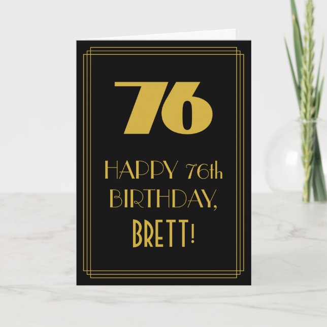 76th Birthday ~ Art Deco Inspired Look "76" & Name Card (Front)