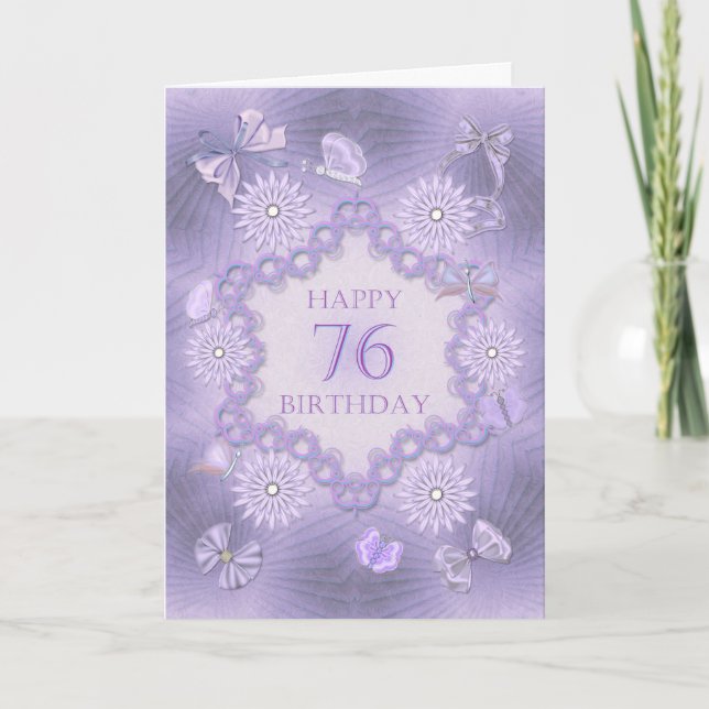 76th birthday card with lavender flowers (Front)