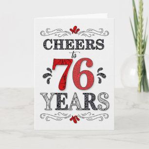 76th Birthday Cheers in Red White Black Pattern Card