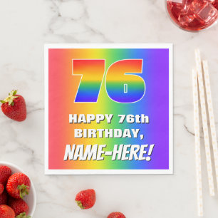 76th Birthday: Colorful, Fun Rainbow Pattern # 76 Napkin