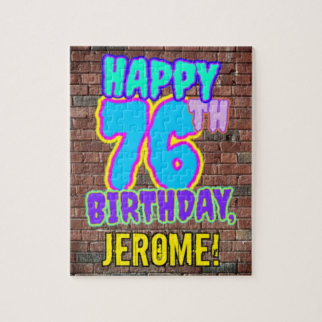 76th Birthday ~ Fun, Urban Graffiti Inspired Look Jigsaw Puzzle (Vertical)