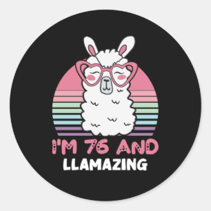 76th Birthday Llamazing Llama 76 Year Old Birthday Classic Round Sticker