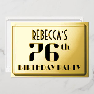 76th Birthday Party: Art Deco Look “76” and Name