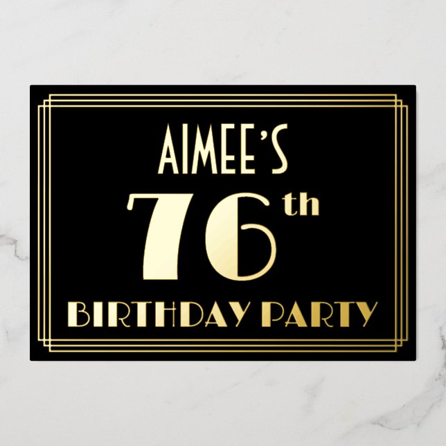 76th Birthday Party: Art Deco Look “76”, w/ Name (Front)