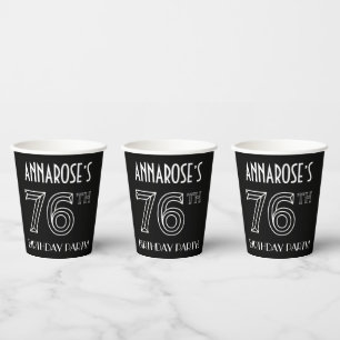 76th Birthday Party: Art Deco Style + Custom Name Paper Cups
