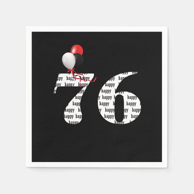 76th Birthday party balloons Napkin (Front)