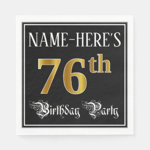 76th Birthday Party — Fancy Script, Faux Gold Look Napkin