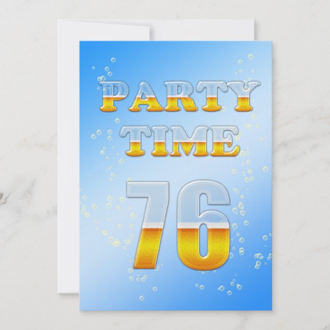 76th birthday party invitation with beer (Front)