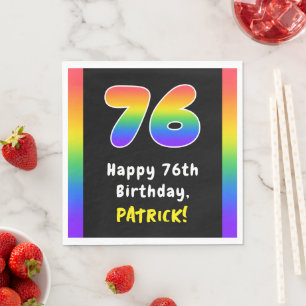 76th Birthday: Rainbow Spectrum # 76, Custom Name Napkin