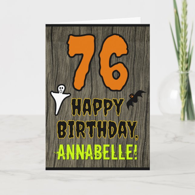 76th Birthday: Spooky Halloween Theme, Custom Name Card (Front)