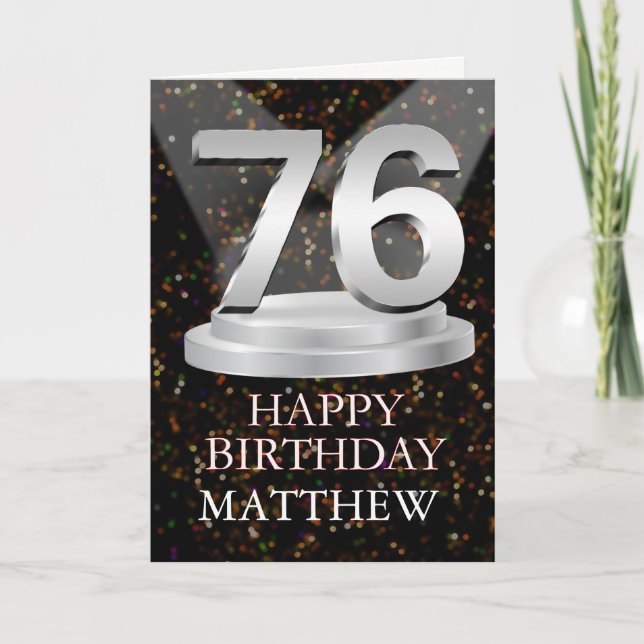 76th Birthday Spotlights Add A Name Card (Front)