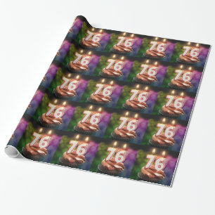 76th birthday with candles wrapping paper