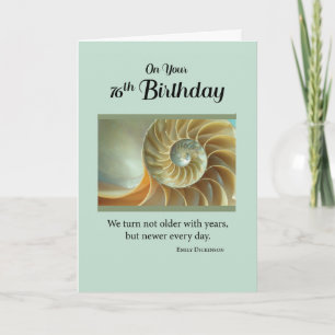 76th Birthday with Spiral Seashell on Green Card
