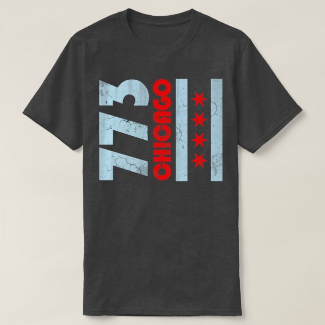 773 Chicago Flag Vintage Fade T-Shirt (Design Front)