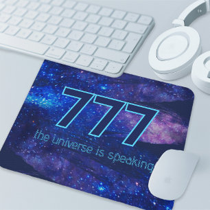 777 Angel Number Dark Blue Sparkle Manifestation Mouse Pad
