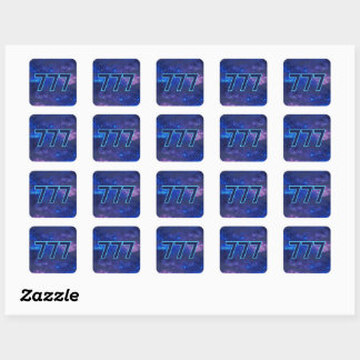 777 Angel Number Dark Blue Sparkle Manifestation Square Sticker