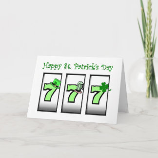 777 Las Vegas Slot Player St Patrick's Day Card